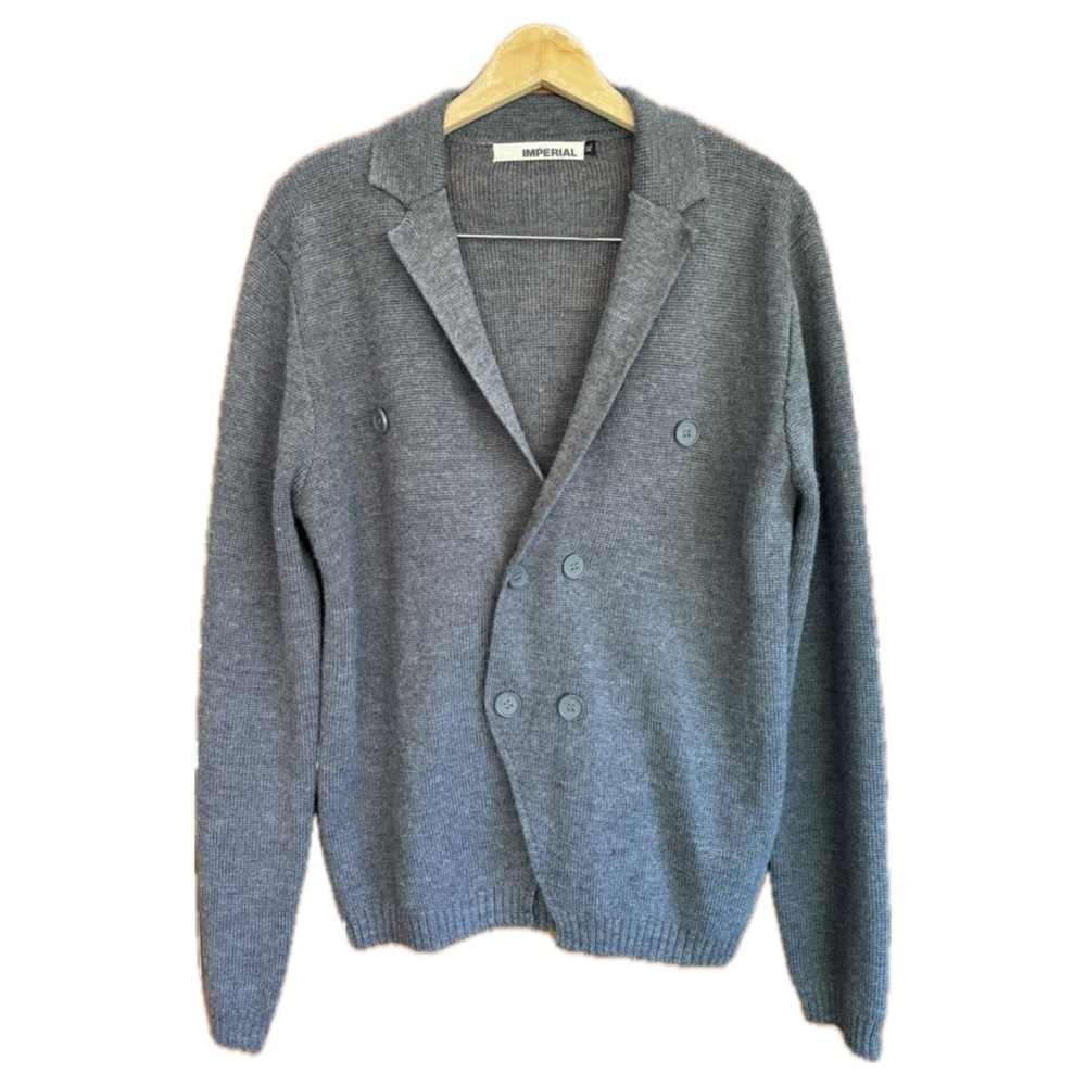 Imperial Gray Merino Wool Cardigan Sweater Collegiate Men's Size XLarge Preppy